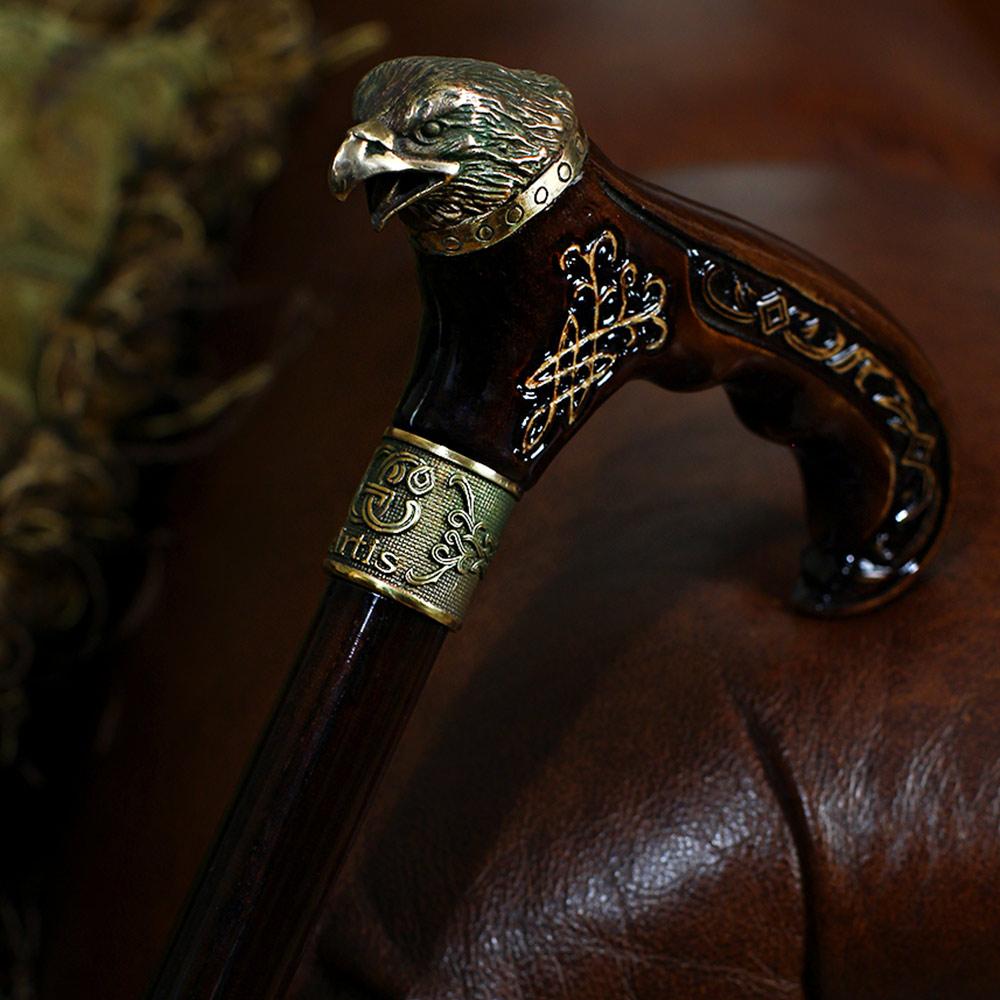 Eagle Head: Bronze Artisan Intricate Detail Design Cane Hand Carved Artisan - Tophatter Daily Deals