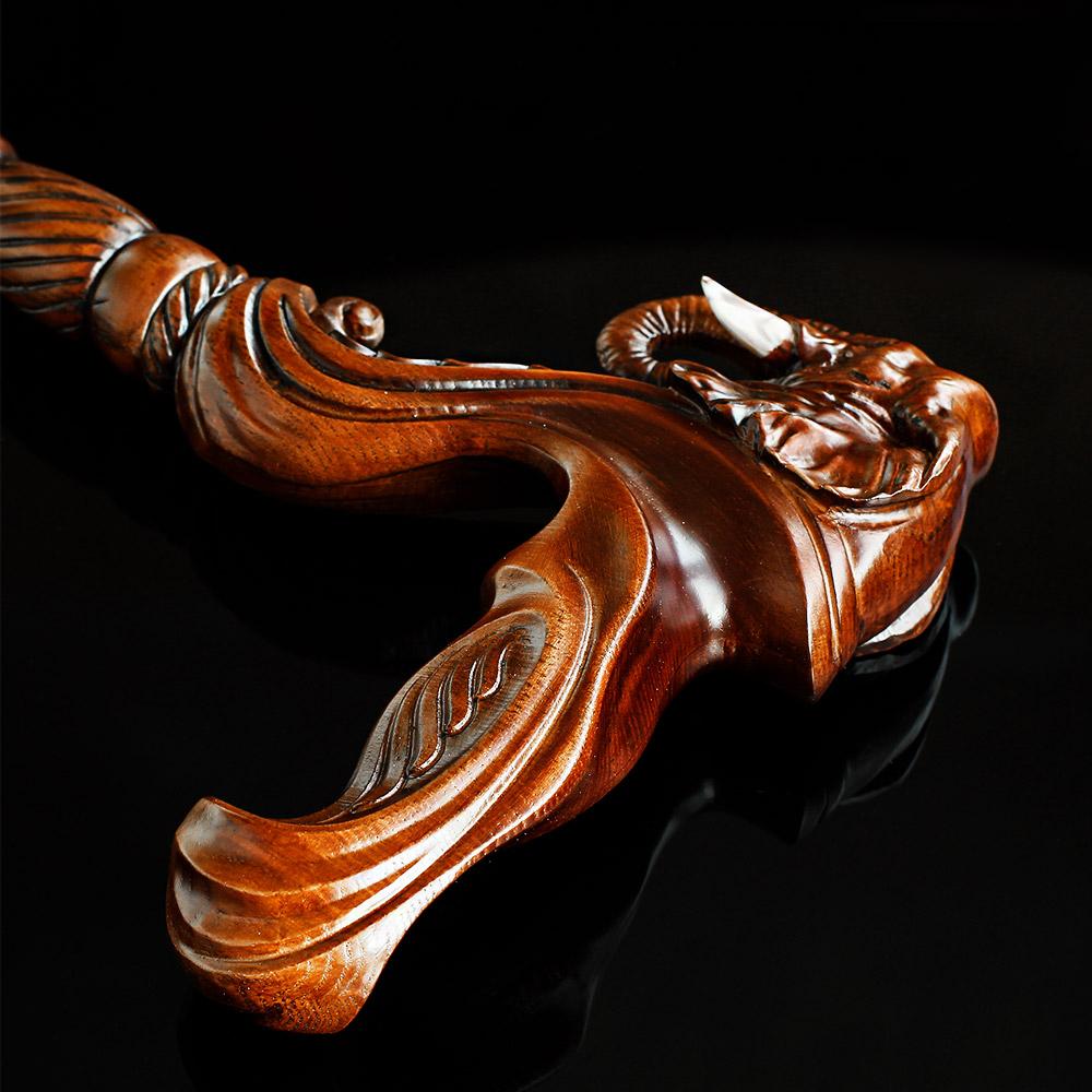 Elephant: Artisan Intricate Handcarved Wood Cane (Right Hand) Hand Carved Artisan - Tophatter Daily Deals
