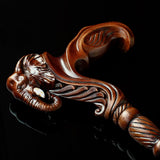 Elephant: Artisan Intricate Handcarved Wood Cane (Right Hand) Hand Carved Artisan - Tophatter Daily Deals