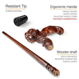 Elephant: Artisan Intricate Handcarved Wood Cane (Right Hand) Hand Carved Artisan - Tophatter Daily Deals