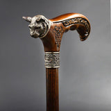 Mystical Cat with Bronze Head: Handcarved Cane with Collar Hand Carved Artisan - Tophatter Daily Deals