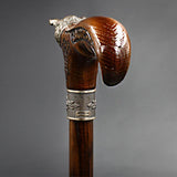 Mystical Cat with Bronze Head: Handcarved Cane with Collar Hand Carved Artisan - Tophatter Daily Deals