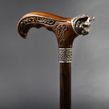 Mystical Cat with Bronze Head: Handcarved Cane with Collar Hand Carved Artisan - Tophatter Daily Deals