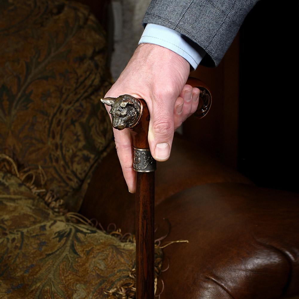 Mystical Cat with Bronze Head: Handcarved Cane with Collar Hand Carved Artisan - Tophatter Daily Deals