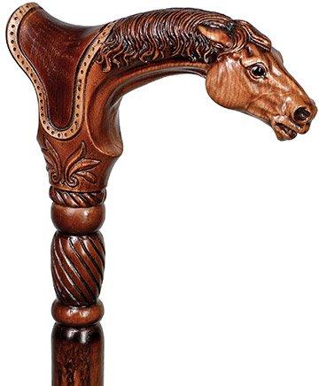 Premium Artisan Horse & Saddle Handcarved Cane Hand Carved Artisan - Tophatter Daily Deals