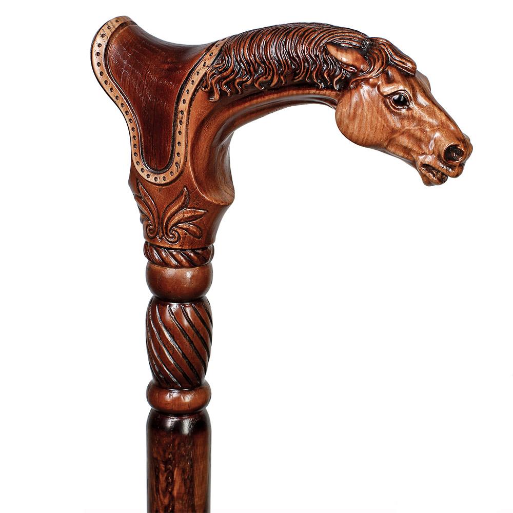 Premium Artisan Horse & Saddle Handcarved Cane Hand Carved Artisan - Tophatter Daily Deals