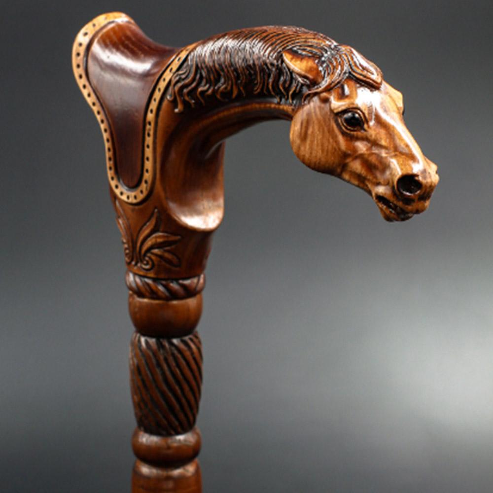 Premium Artisan Horse & Saddle Handcarved Cane Hand Carved Artisan - Tophatter Daily Deals