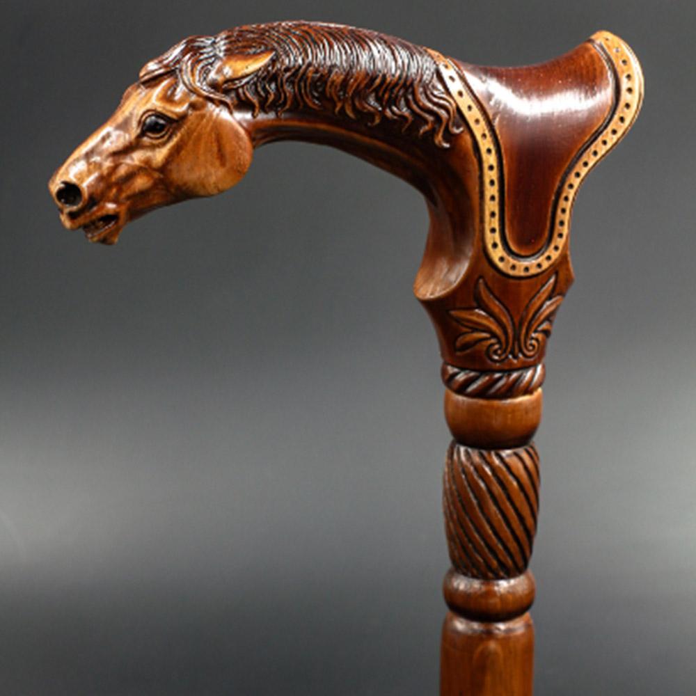 Premium Artisan Horse & Saddle Handcarved Cane Hand Carved Artisan - Tophatter Daily Deals