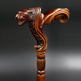 Jaguar: Artisan Intricate Handcarved Wood Cane (Right Hand) Hand Carved Artisan - Tophatter Daily Deals