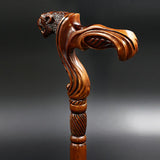 Jaguar: Artisan Intricate Handcarved Wood Cane (Right Hand) Hand Carved Artisan - Tophatter Daily Deals
