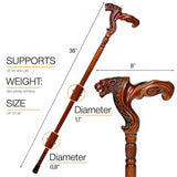 Jaguar: Artisan Intricate Handcarved Wood Cane (Right Hand) Hand Carved Artisan - Tophatter Daily Deals