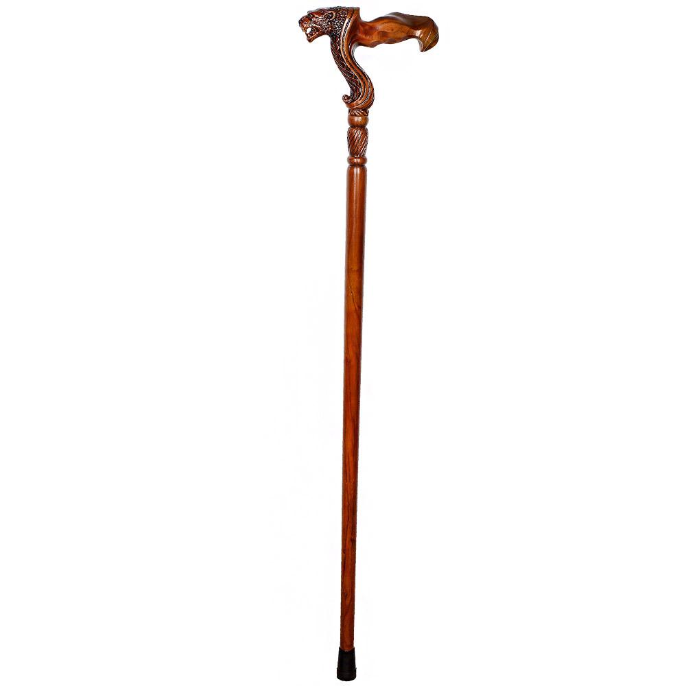 Jaguar: Artisan Intricate Handcarved Wood Cane (Right Hand) Hand Carved Artisan - Tophatter Daily Deals