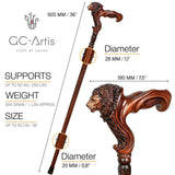 Lion Head: Artisan Intricate Handcarved Wood Cane (Right Hand) Hand Carved Artisan - Tophatter Daily Deals