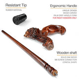 Lion Head: Artisan Intricate Handcarved Wood Cane (Right Hand) Hand Carved Artisan - Tophatter Daily Deals