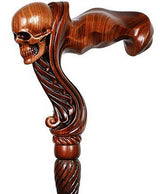 Skull Head: Artisan Intricate Handcarved Wood Cane (Right Hand) Hand Carved Artisan - Tophatter Daily Deals