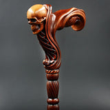 Skull Head: Artisan Intricate Handcarved Wood Cane (Right Hand) Hand Carved Artisan - Tophatter Daily Deals