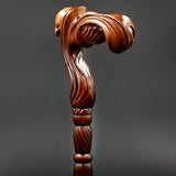 Skull Head: Artisan Intricate Handcarved Wood Cane (Right Hand) Hand Carved Artisan - Tophatter Daily Deals