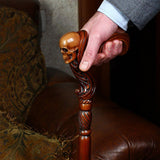 Skull Head: Artisan Intricate Handcarved Wood Cane (Right Hand) Hand Carved Artisan - Tophatter Daily Deals