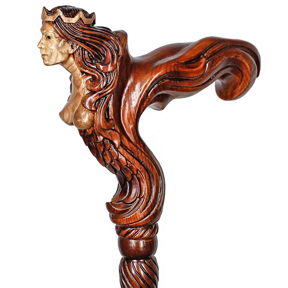 Syrin: Artisan Intricate Handcarved Wood Cane (Right Hand) Hand Carved Artisan - Tophatter Daily Deals