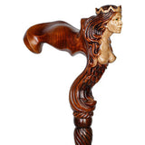 Syrin: Artisan Intricate Handcarved Wood Cane (Right Hand) Hand Carved Artisan - Tophatter Daily Deals