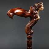 Syrin: Artisan Intricate Handcarved Wood Cane (Right Hand) Hand Carved Artisan - Tophatter Daily Deals