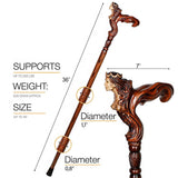 Syrin: Artisan Intricate Handcarved Wood Cane (Right Hand) Hand Carved Artisan - Tophatter Daily Deals