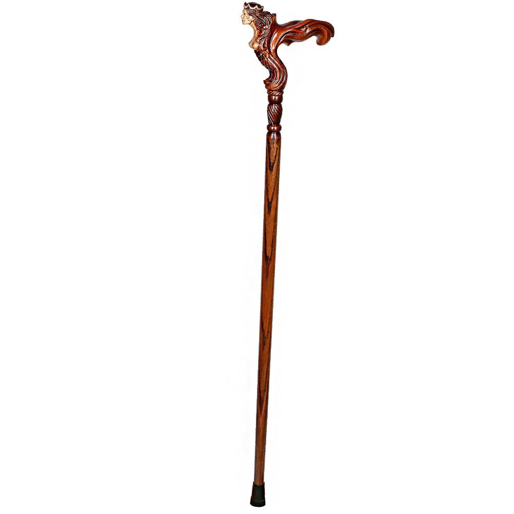Syrin: Artisan Intricate Handcarved Wood Cane (Right Hand) Hand Carved Artisan - Tophatter Daily Deals