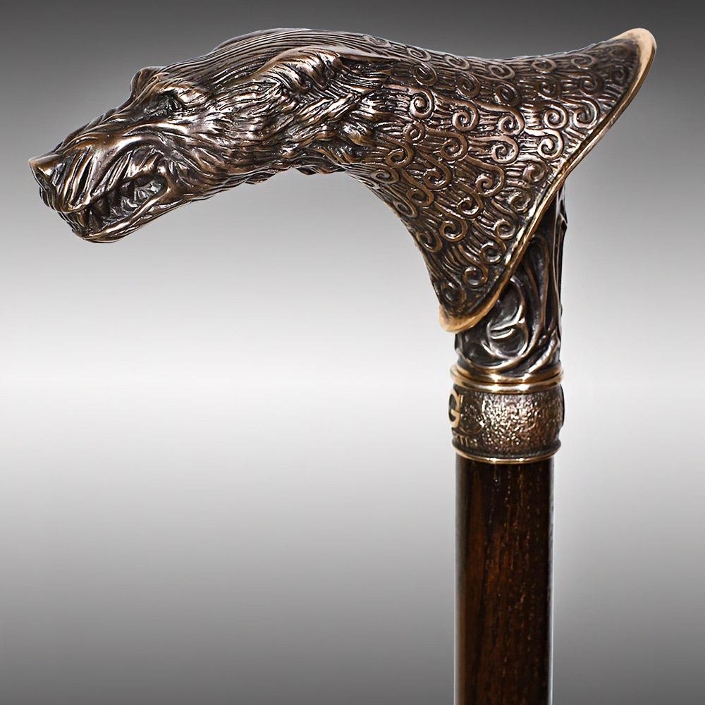 Victorian Wolf: Artisan Intricate Detail Brass Design Cane Hand Carved Artisan - Tophatter Daily Deals
