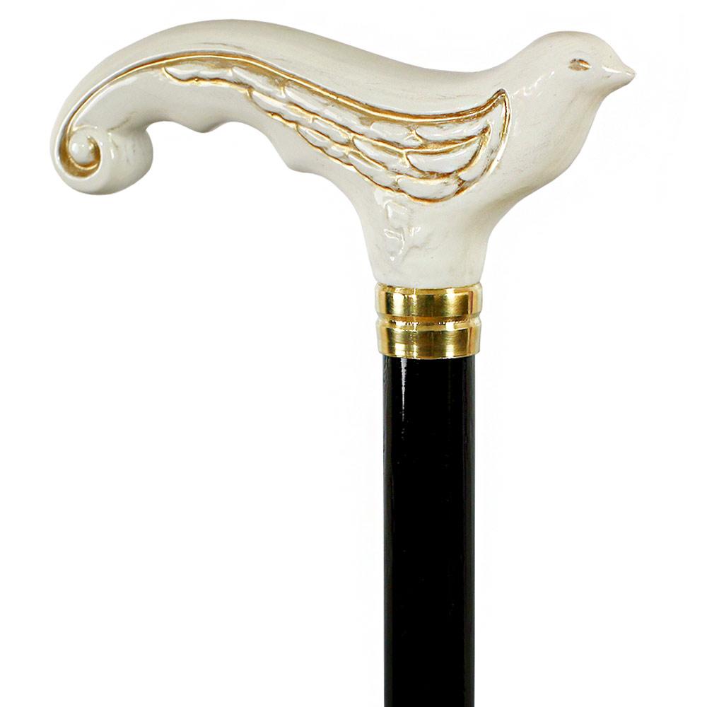 White Swallow Bird: Artisan Intricate Detail Handcarved Cane Hand Carved Artisan - Tophatter Daily Deals