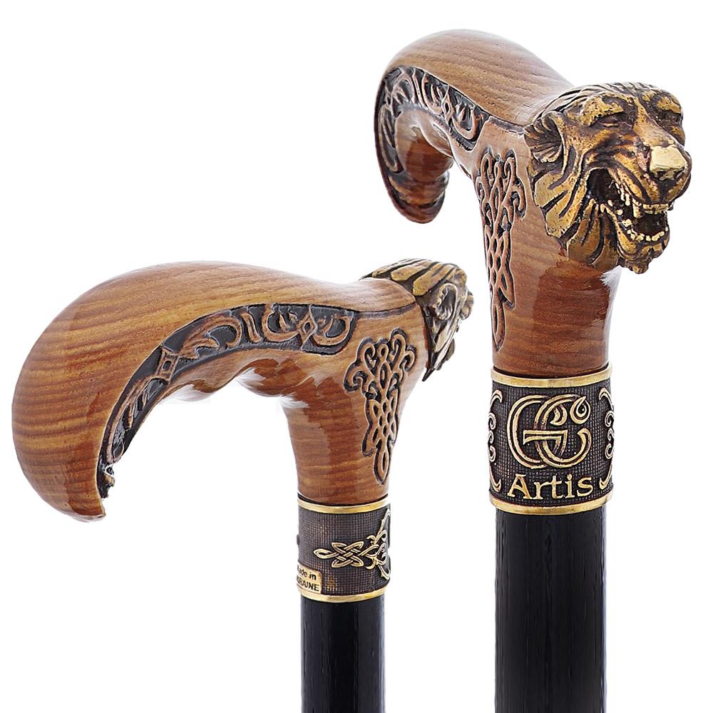 Bronze Direwolf Handcarved Celtic Art Derby Walking Cane Hand Carved Artisan - Tophatter Daily Deals