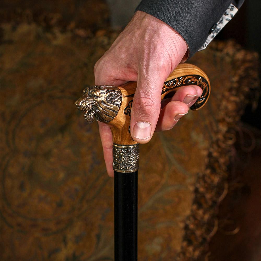 Bronze Direwolf Handcarved Celtic Art Derby Walking Cane Hand Carved Artisan - Tophatter Daily Deals