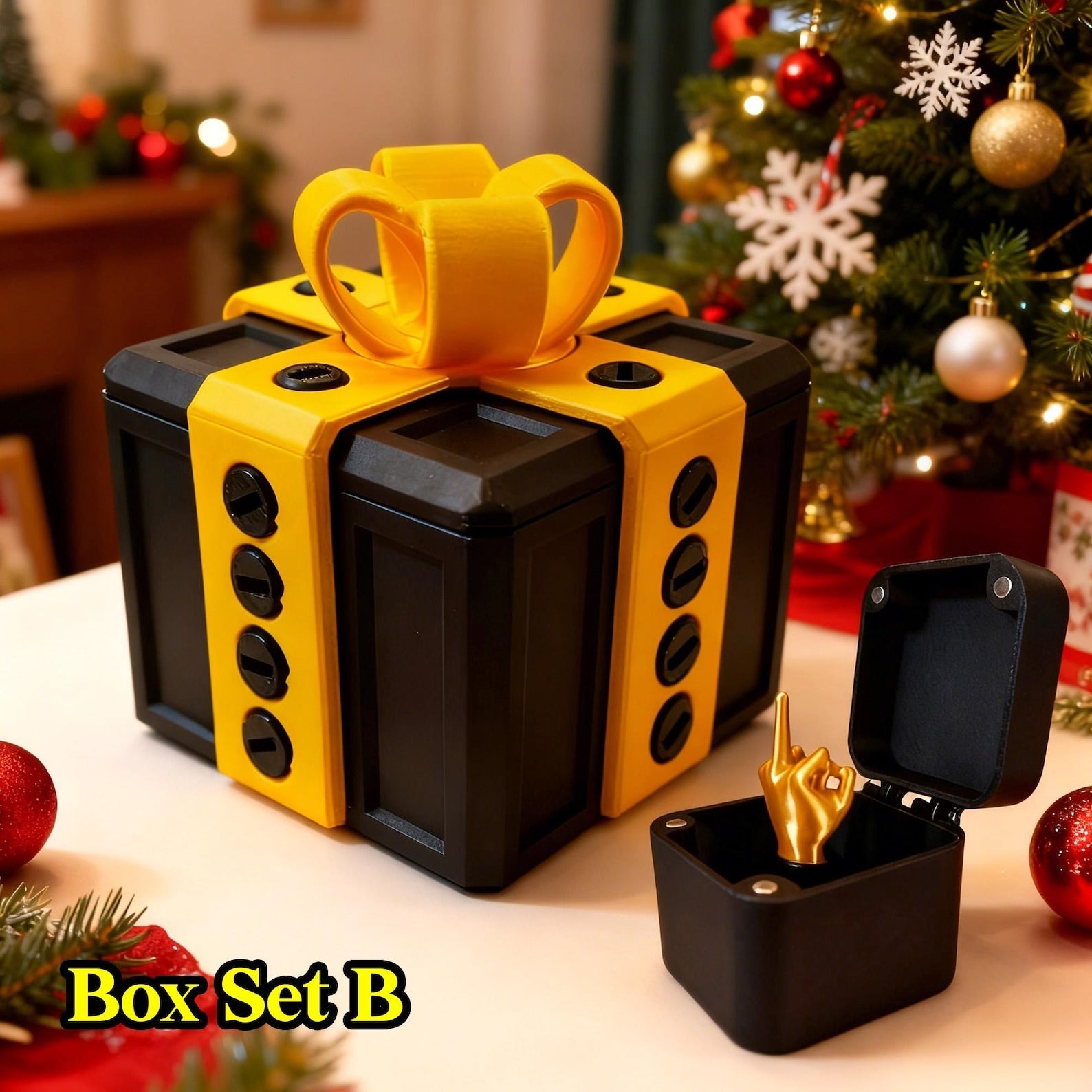 The Annoying Present with Middle Finger in A Box Gift Box with Screws Prank Surprise Pop-Up Novelty Funny Gifts for Adult Toys Box Set B 8x8x10cm - Tophatter Daily Deals