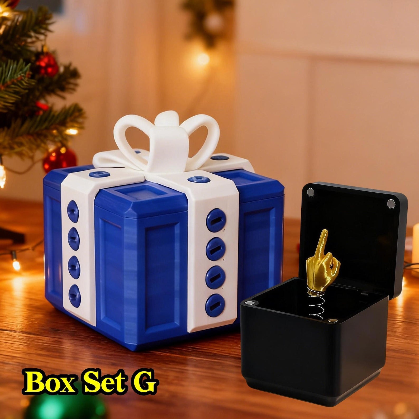 The Annoying Present with Middle Finger in A Box Gift Box with Screws Prank Surprise Pop-Up Novelty Funny Gifts for Adult Toys Box Set G 8x8x10cm - Tophatter Daily Deals