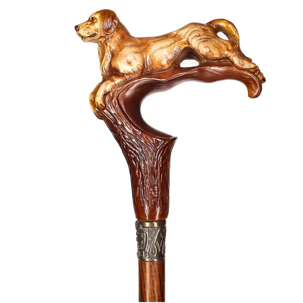 Brown Labrador / Golden Retriever Dog Intricate Handcarved Cane Hand Carved Artisan - Tophatter Daily Deals