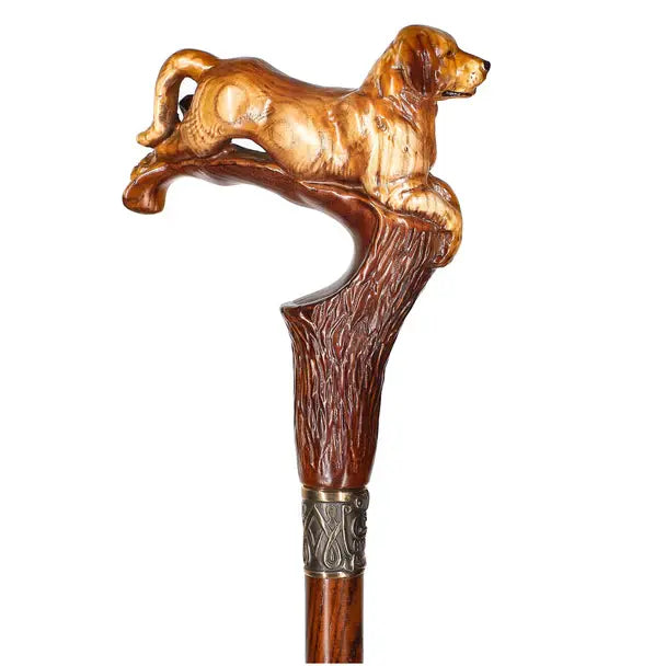 Brown Labrador / Golden Retriever Dog Intricate Handcarved Cane Hand Carved Artisan - Tophatter Daily Deals