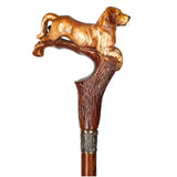 Brown Labrador / Golden Retriever Dog Intricate Handcarved Cane Hand Carved Artisan - Tophatter Daily Deals