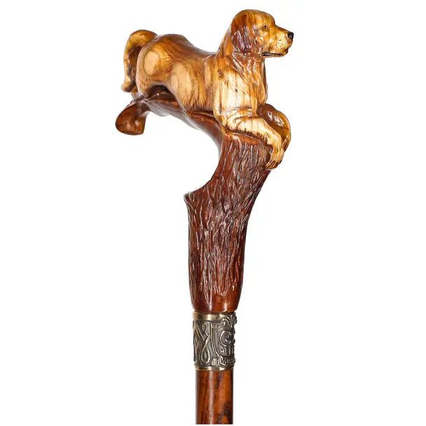 Brown Labrador / Golden Retriever Dog Intricate Handcarved Cane Hand Carved Artisan - Tophatter Daily Deals