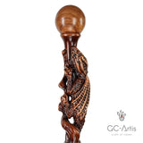 The Dragon Staff - Dark Wood Walking Staff Master-Carved Dragon Walking Staff Hand Carved Artisan - Tophatter Daily Deals