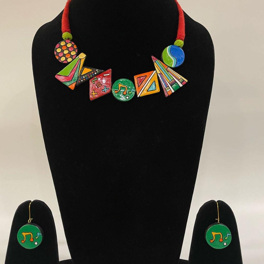 Colorful Clay Music Theme Jewelry Set Necklaces - Tophatter Daily Deals