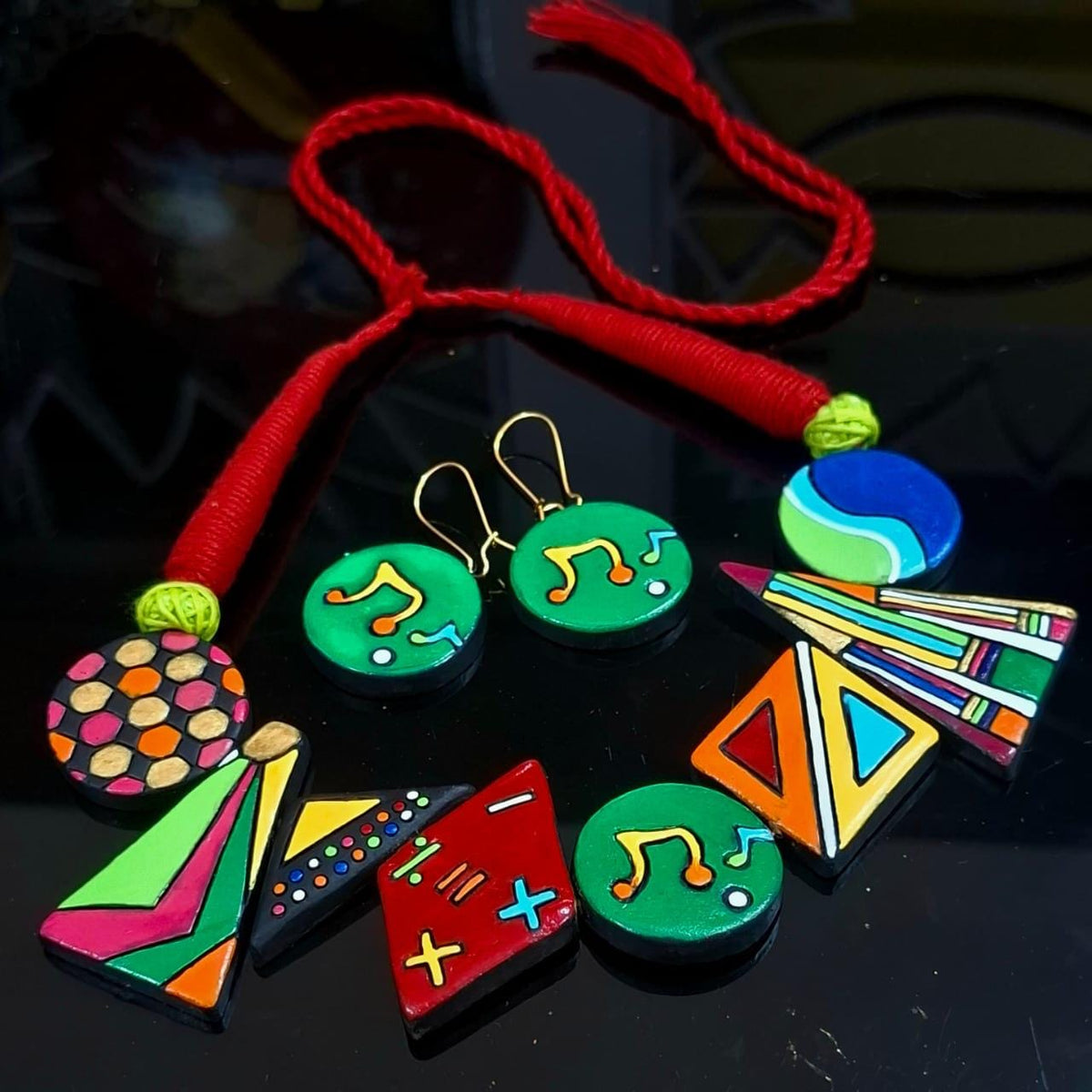 Colorful Clay Music Theme Jewelry Set Necklaces - Tophatter Daily Deals