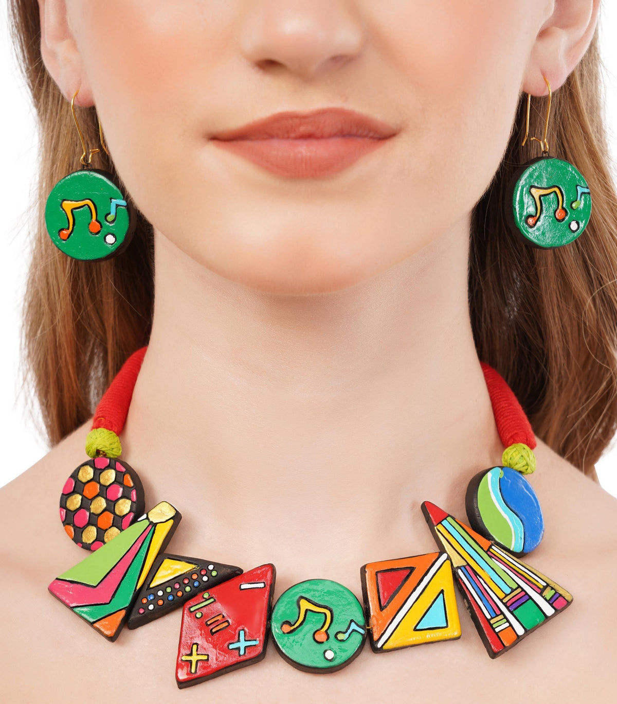Colorful Clay Music Theme Jewelry Set Necklaces - Tophatter Daily Deals