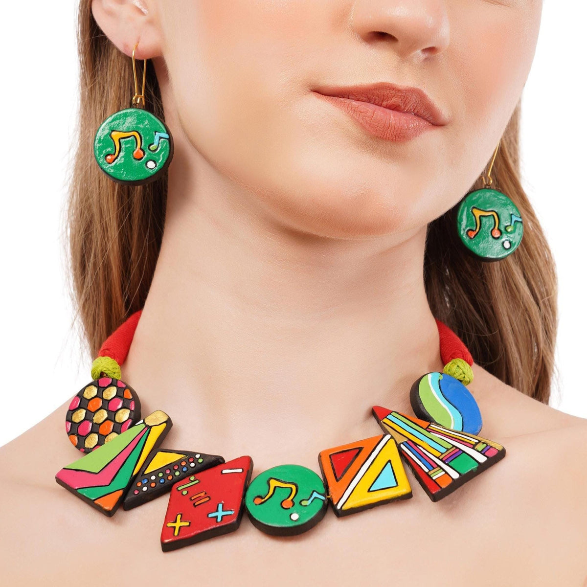 Colorful Clay Music Theme Jewelry Set Necklaces - Tophatter Daily Deals