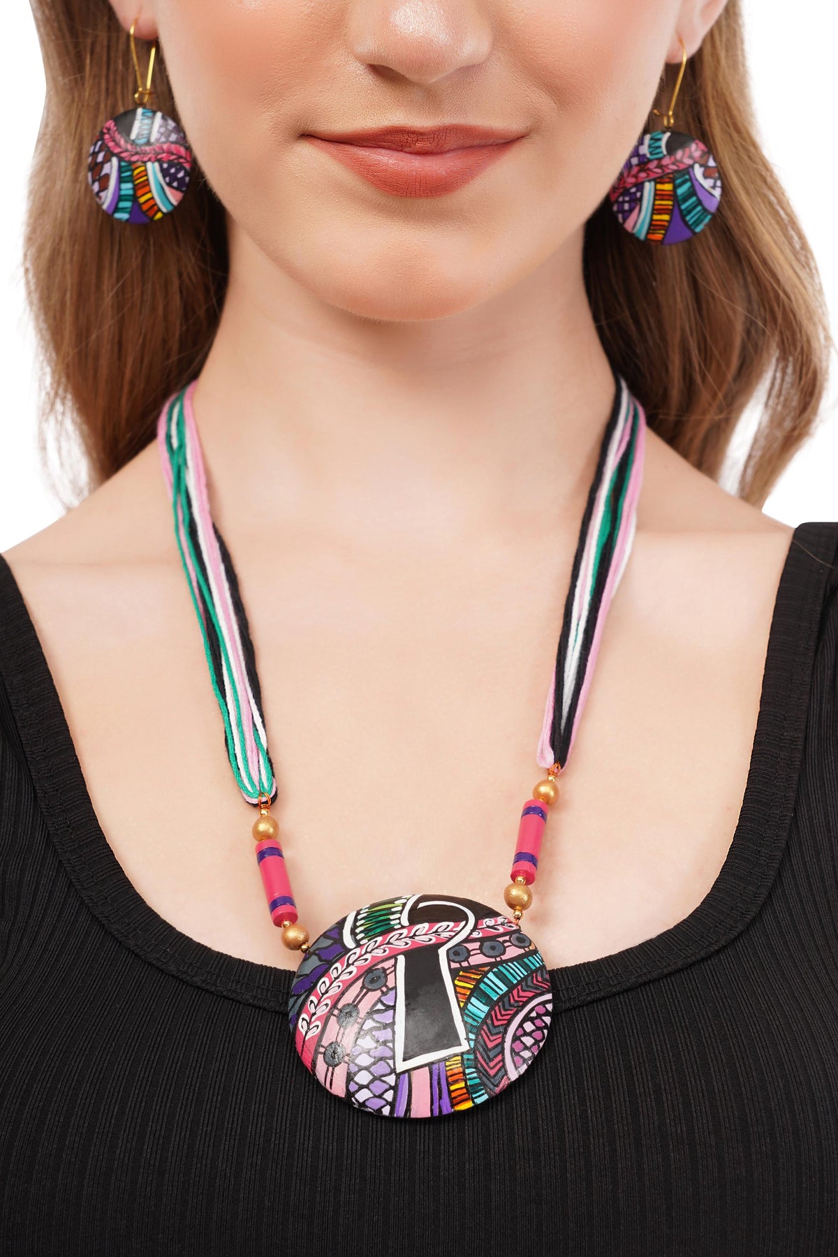 Beachy Boho Clay Necklace & Earrings Set Necklaces - Tophatter Daily Deals
