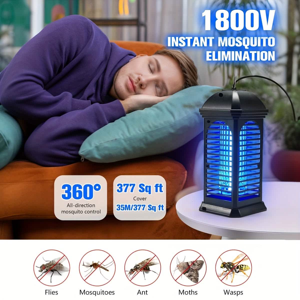 Portable Electric Bug Zapper – Indoor/Outdoor Mosquito & Fly Killer Trap Household Appliances - Tophatter Daily Deals