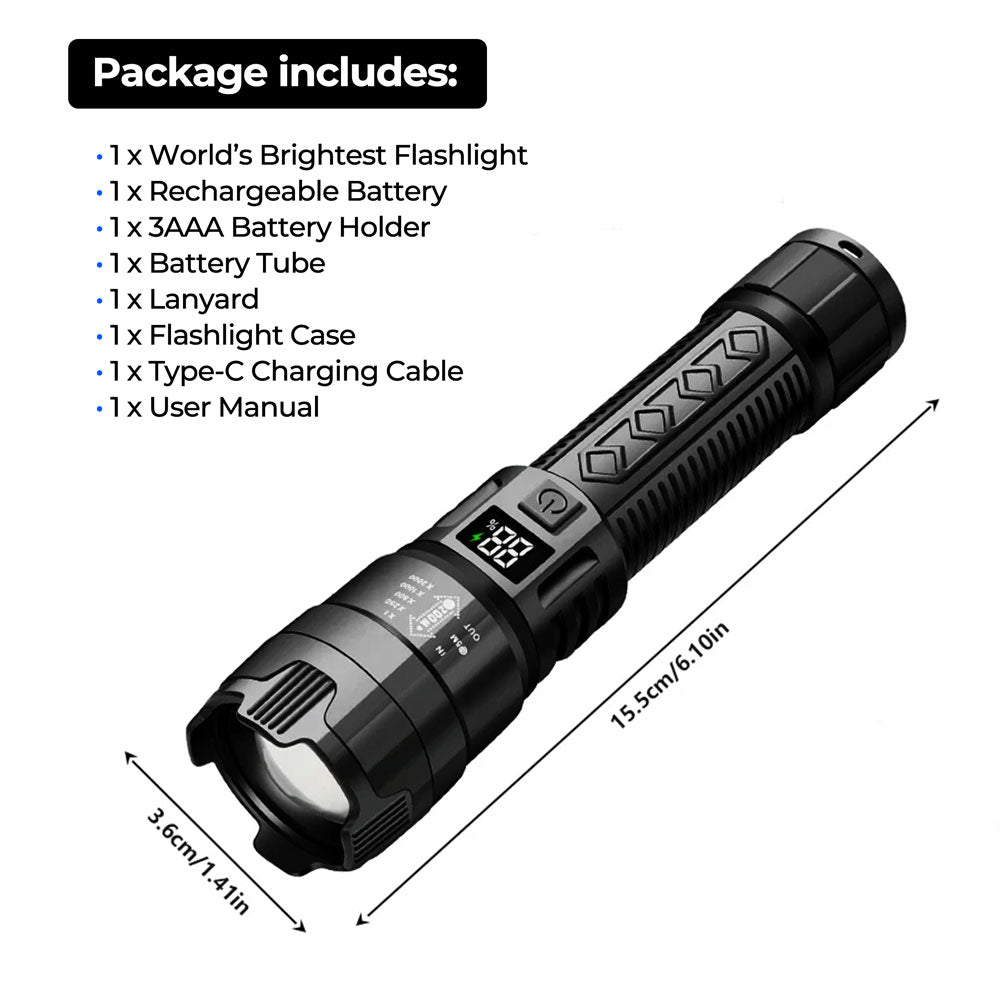 Flashlight 100K Lumens Rechargeable LED Waterproof Camping - Tophatter Daily Deals