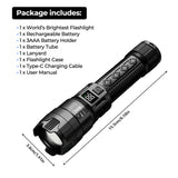Flashlight 100K Lumens Rechargeable LED Waterproof Camping - Tophatter Daily Deals