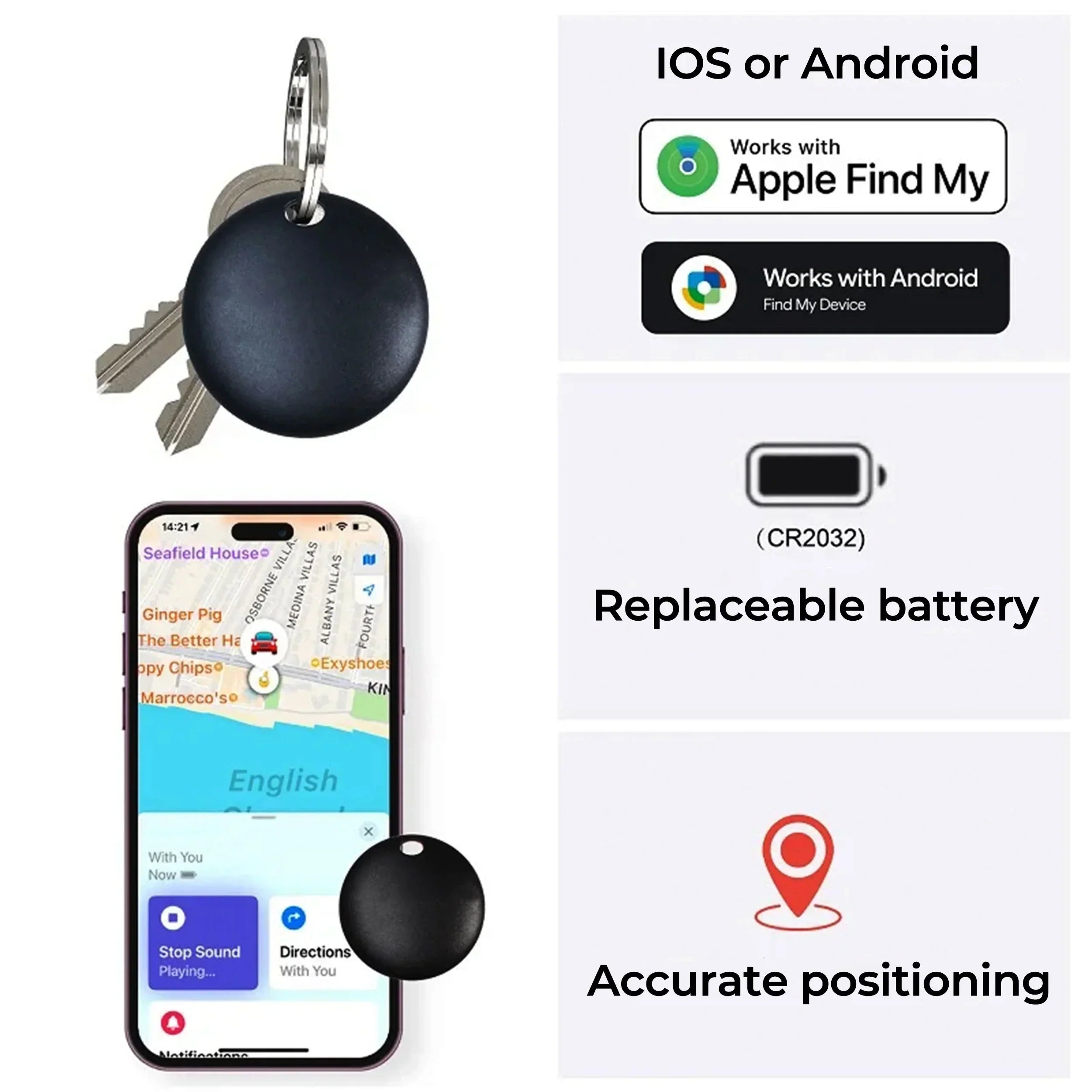 Airtag GPS Tracker Key Finder Bluetooth Locator No SIM - Tophatter Daily Deals