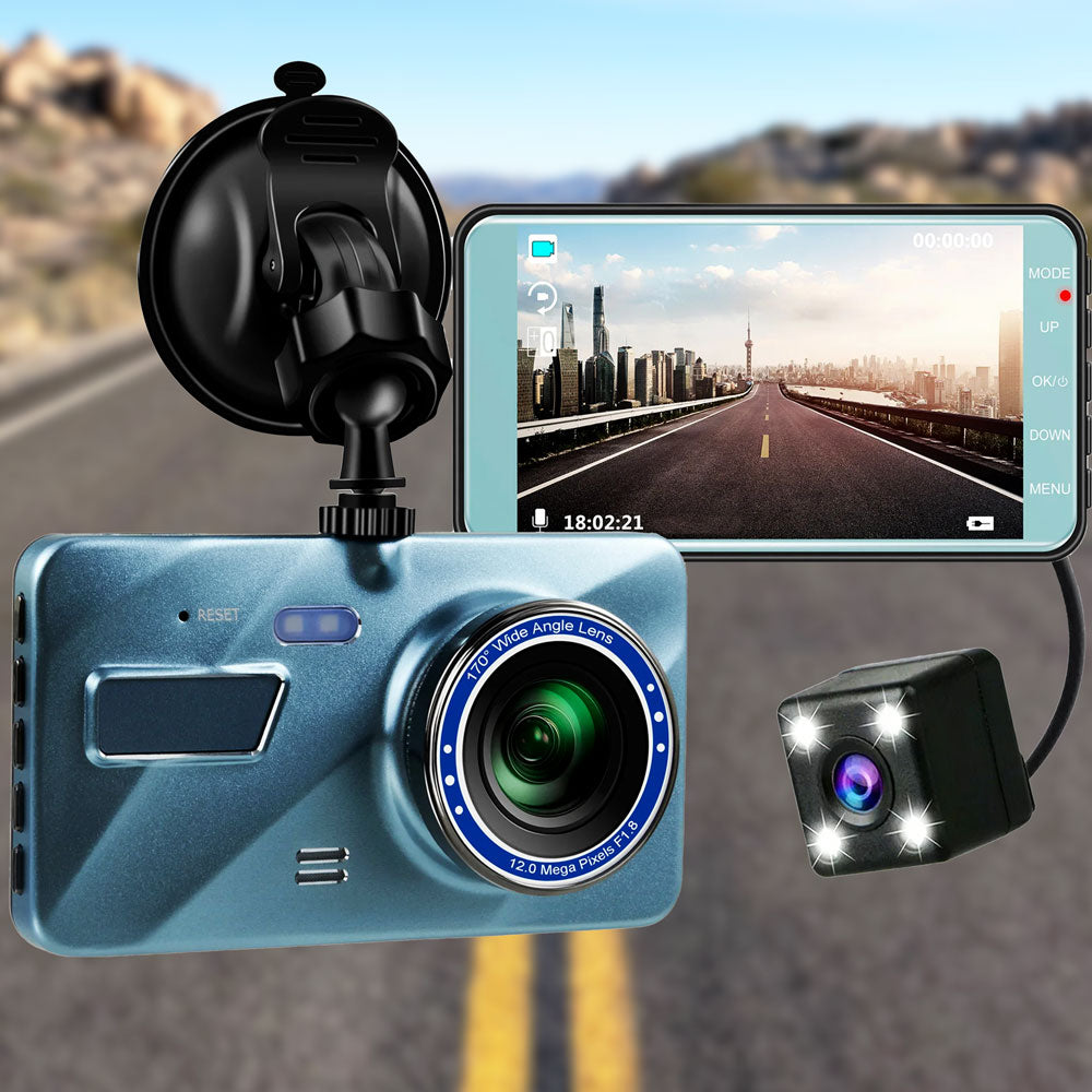UHD Dual Dash Cam With Night Vision And Parking Monitor Blue - Tophatter Daily Deals