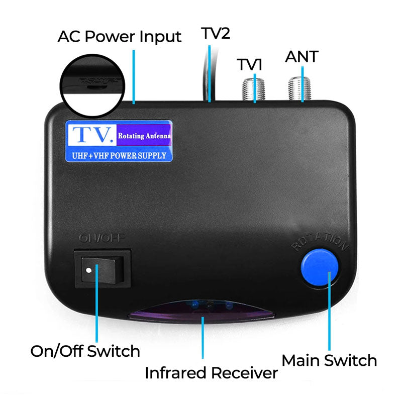 Outdoor HD TV Antenna 990 Mile Range Rotatable Mast - Tophatter Daily Deals