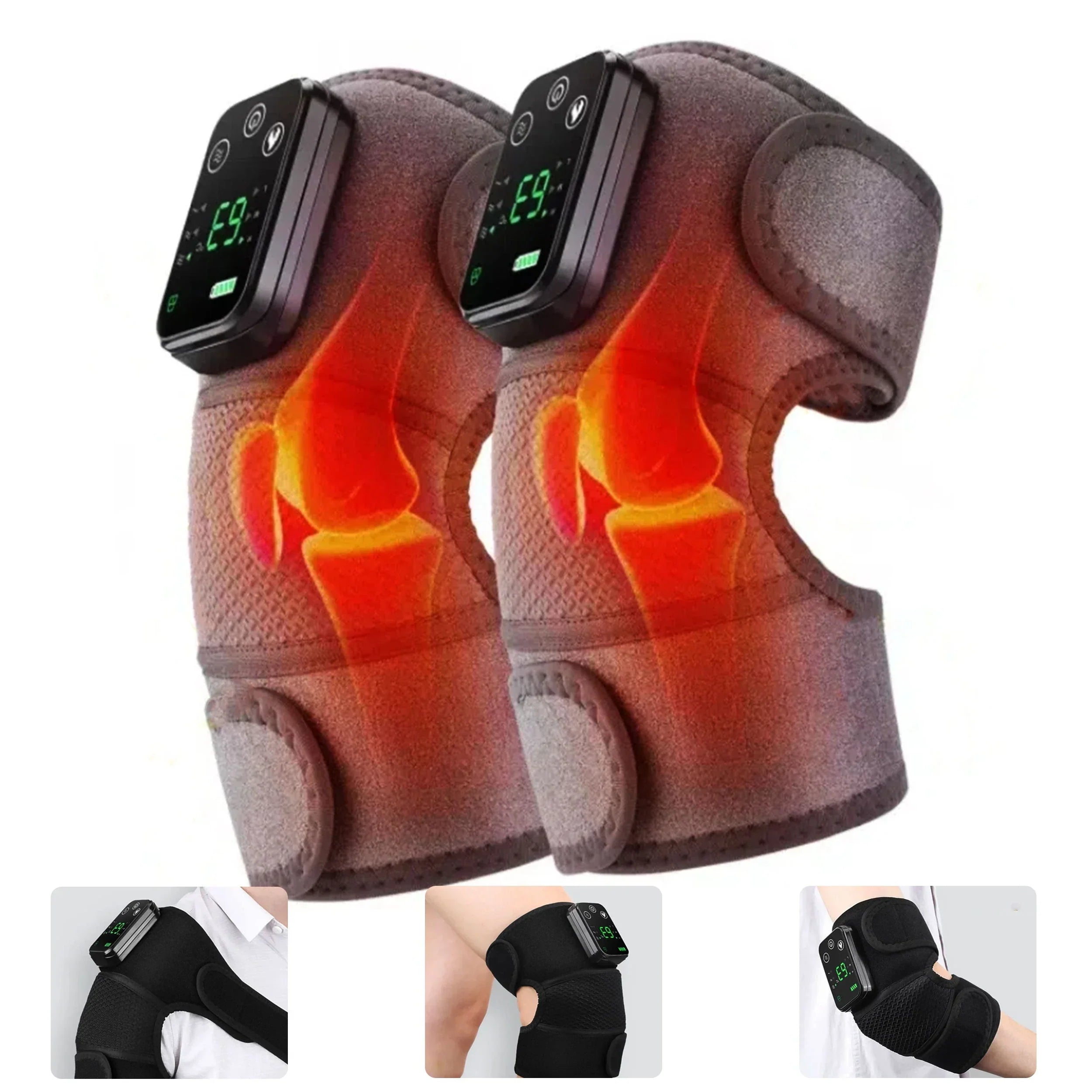 Wireless Heated Massager 3 In 1 Knee Elbow Shoulder Gray - Tophatter Daily Deals